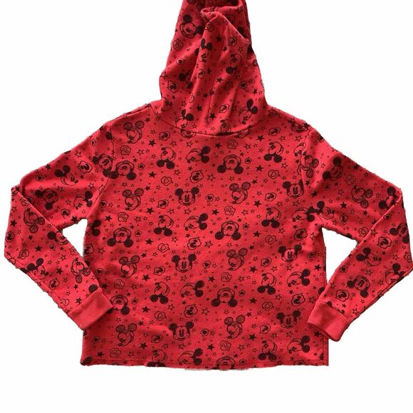 Disney Mickey Mouse Red Pullover Hoodie Jerry Leigh Polyester Hemless LARGE EUC - Picture 7 of 10